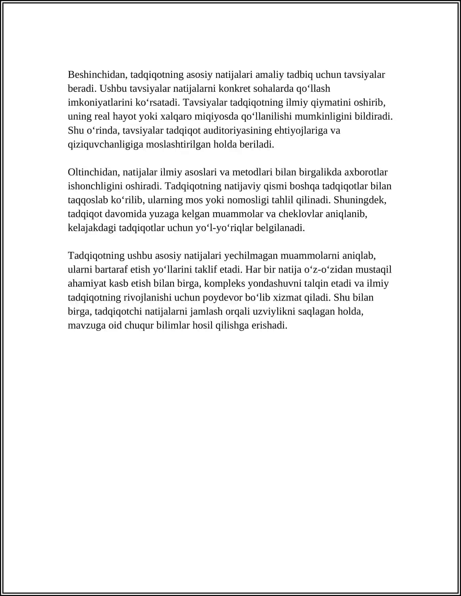 XULOSA FOYDALANILGAN ADABIYOTLAR BOLSIN 4