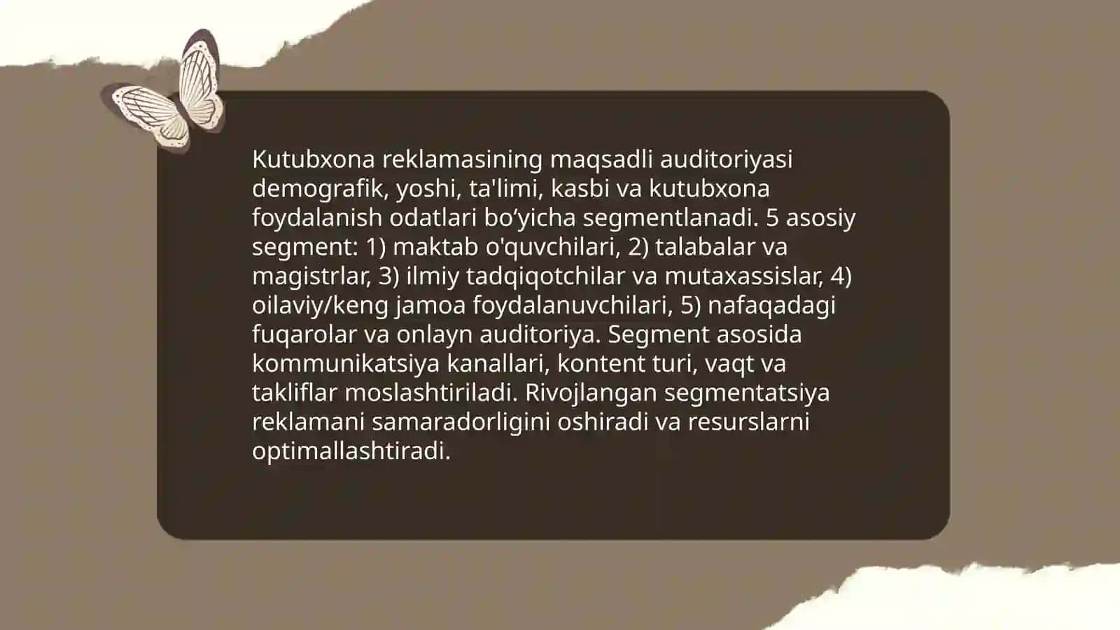 Axborot kutubxona faoliyati muassasalari reklamasining o'ziga xos xususiyatlari 4