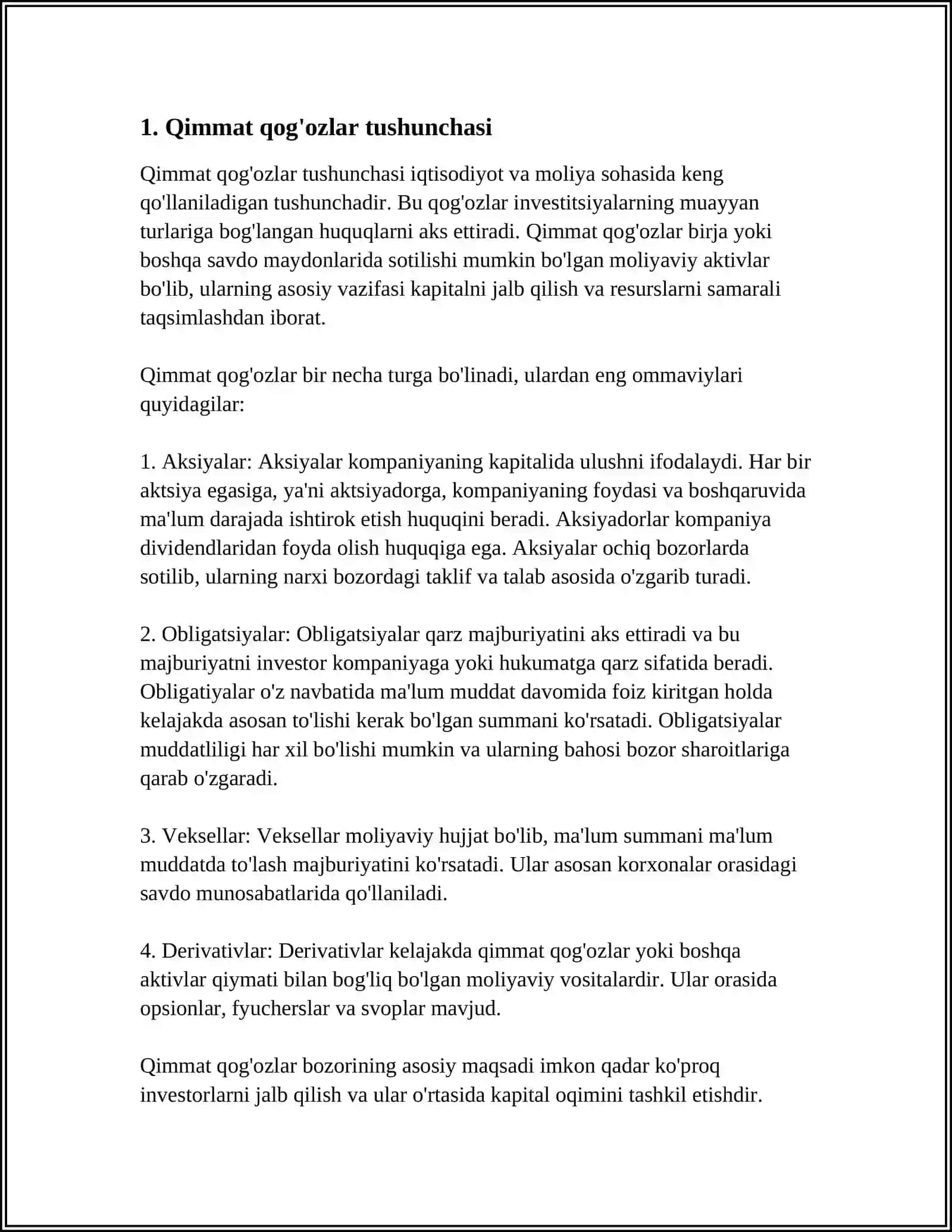 QIMMAT QOG’OZLAR,ULARNING TURLARI VA AMAL QILISHI 4