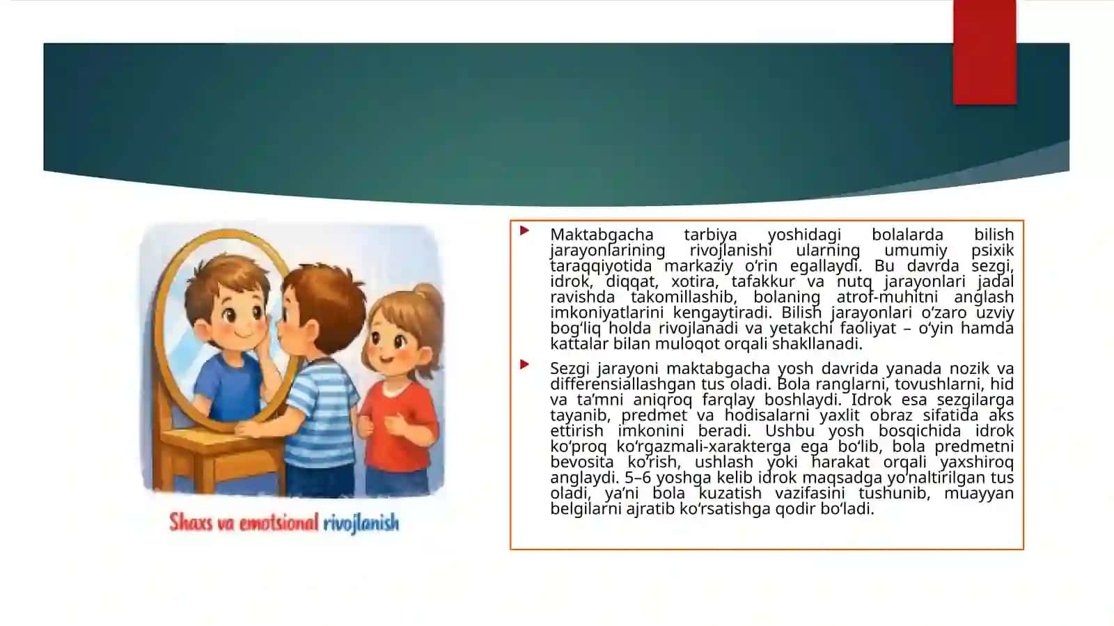 Maktabgacha tarbiya yosh davridagi bolalarning psixik rivojlanishi xususiyatlari mavzusida tattor taqdimot 4
