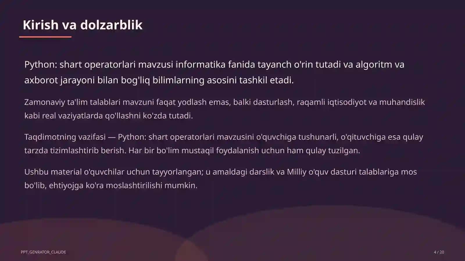 Python: shart operatorlari (8-sinf) 4