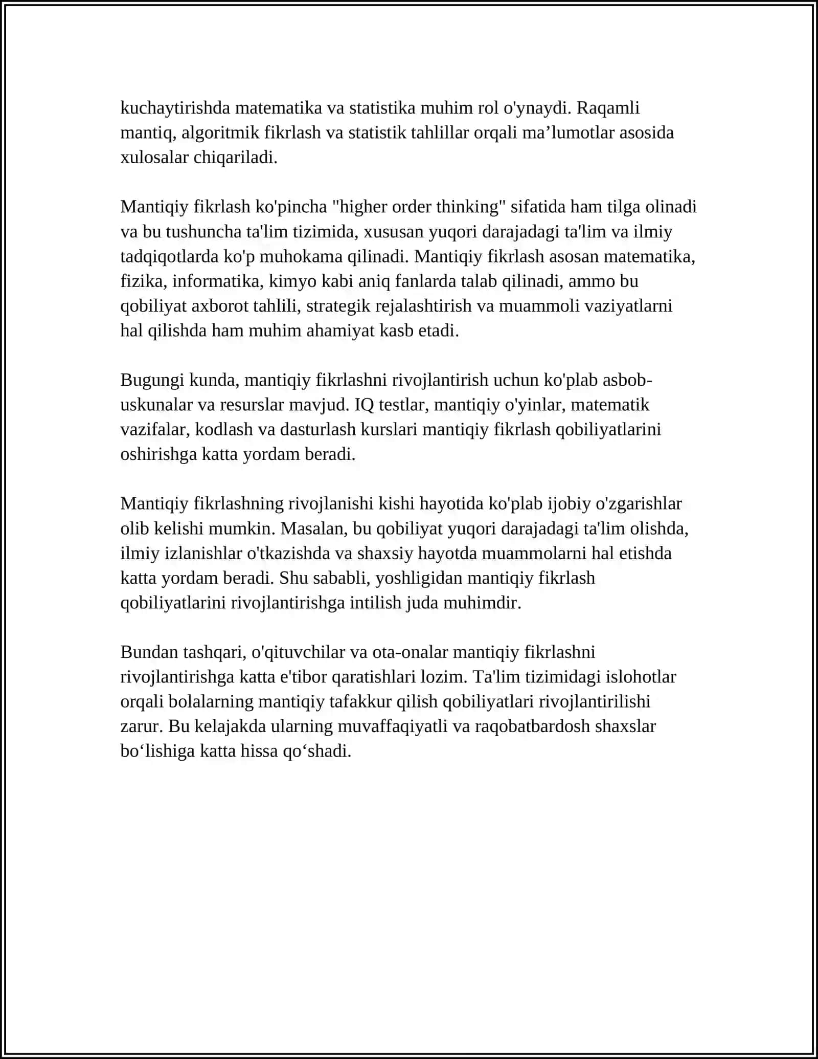 Mantiqiy Fikrlashning Asosiy Komponentlari 4