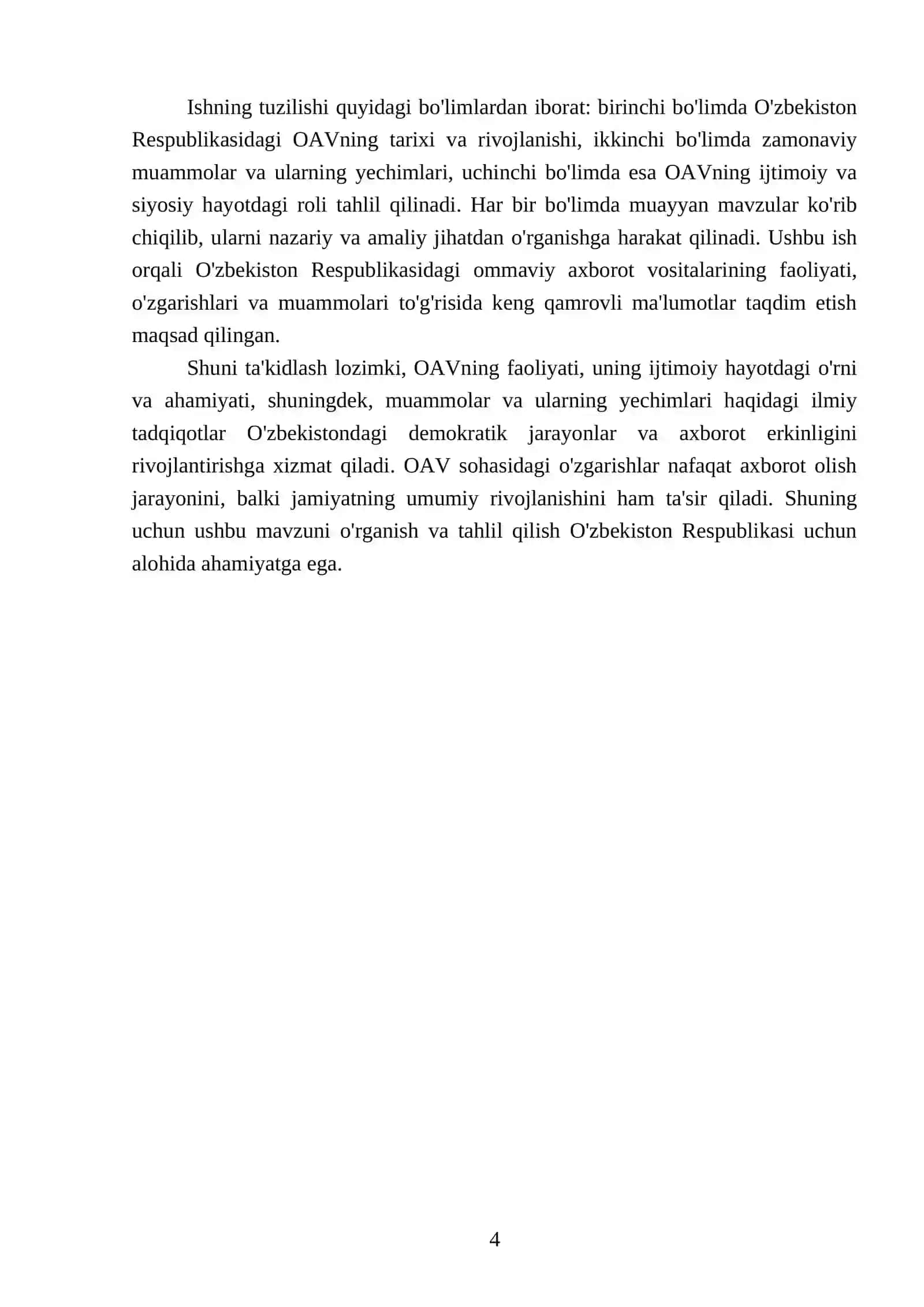 Oʻzbekiston Respublikasi Ommaviy Axborot Vositalarining Faoliyati (Oʻzgarish va muammolar) 4