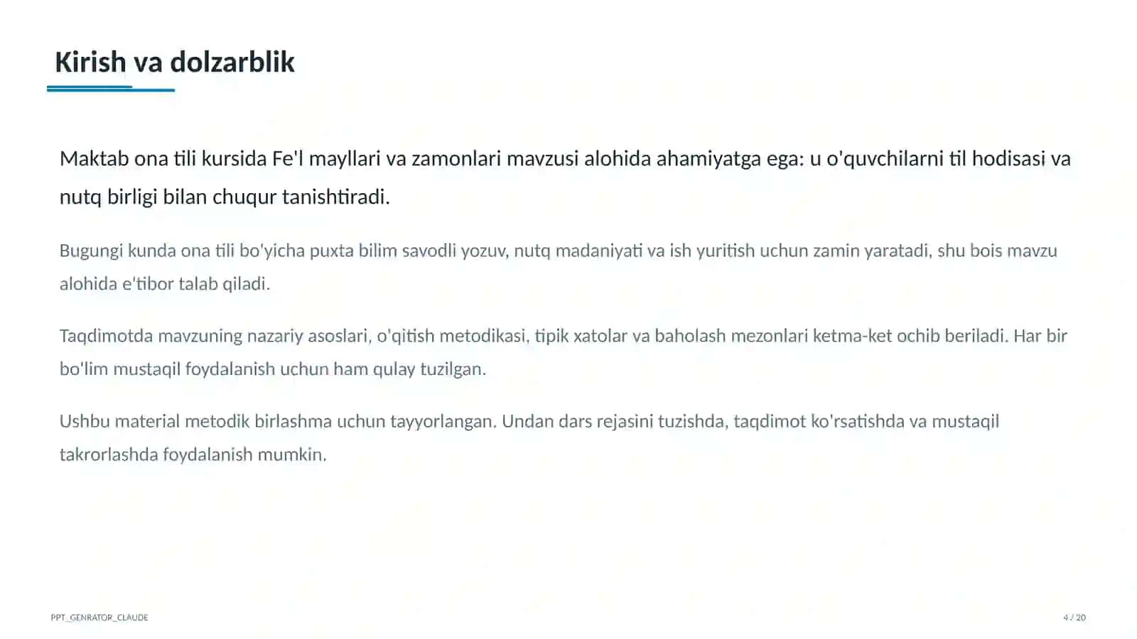 Fe'l mayllari va zamonlari (7-sinf) 4