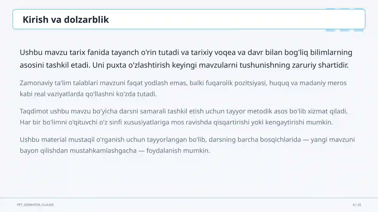 Mustaqil O'zbekistonning davlat ramzlari va Konstitutsiyasi (11-sinf) 4