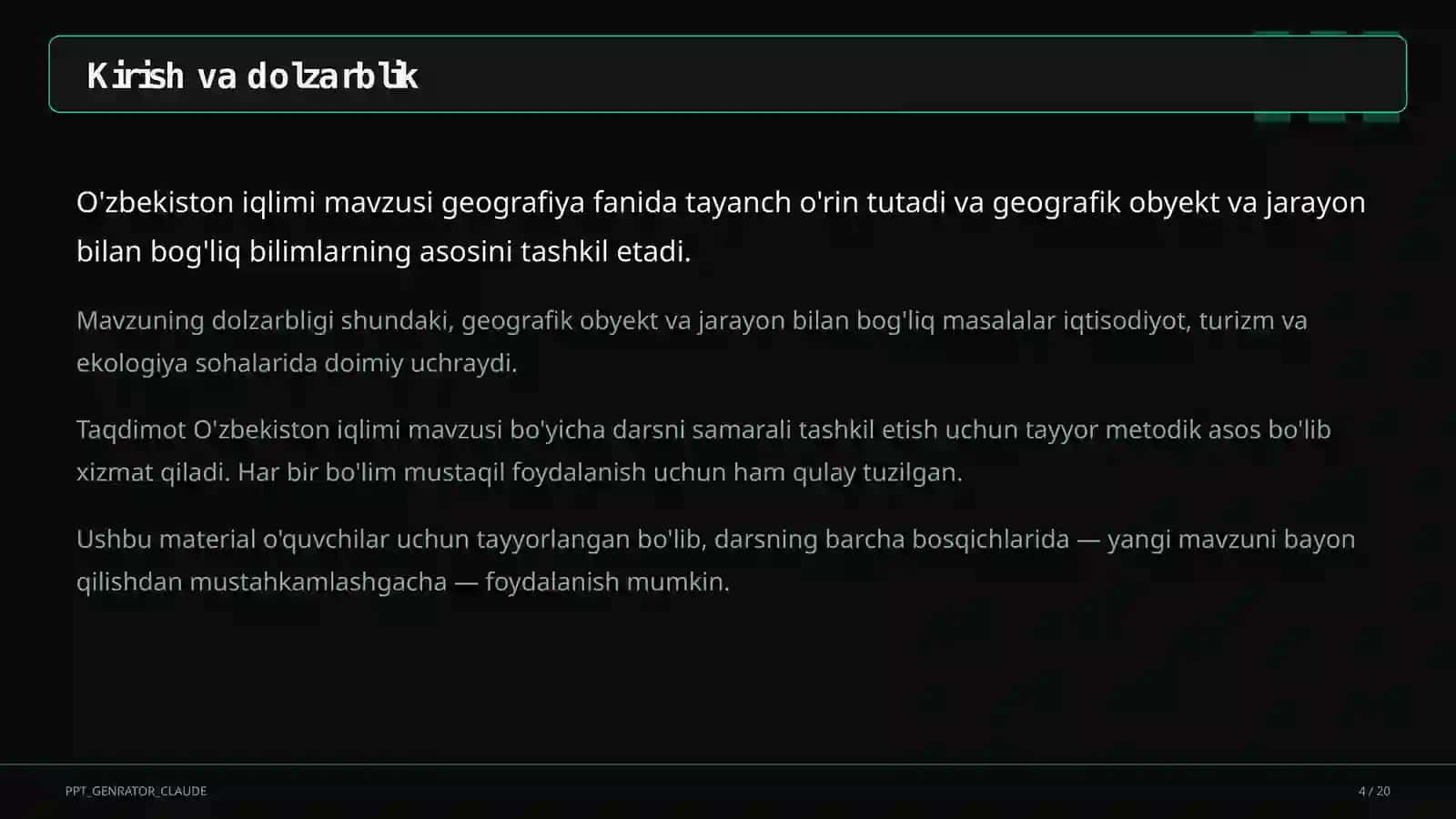 O'zbekiston iqlimi (8-sinf) 4