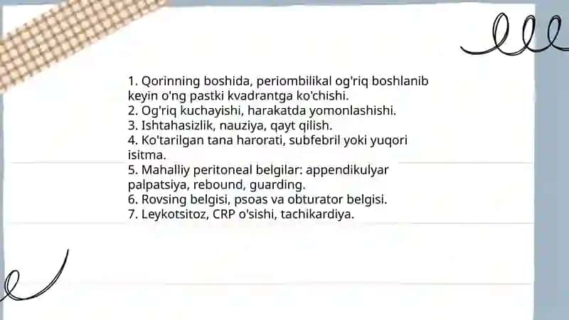 O'tir appenditsit va asoratlari O'tkir ichak tutilishi. O'tkir peritonit 4
