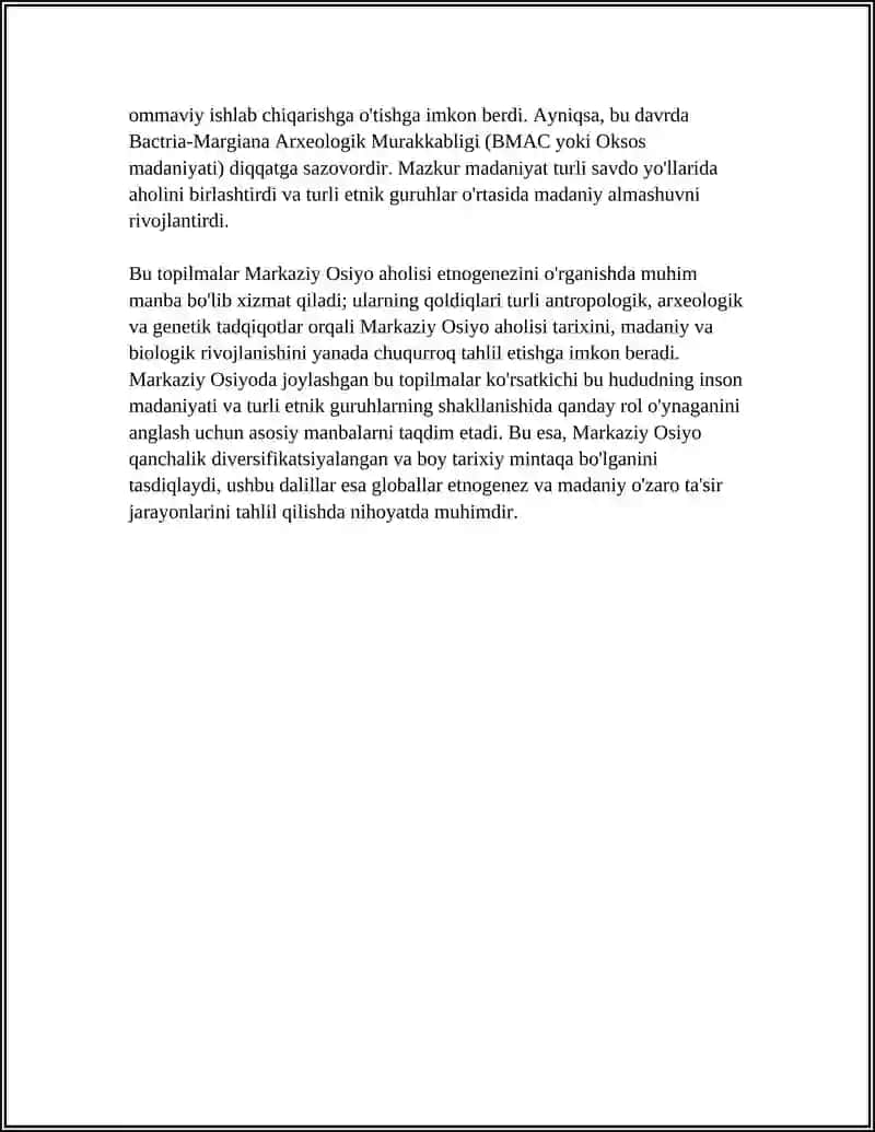 PALEOANTROPOLOGIK TOPILMALARNI MARKAZIY OSIYO AHOLISI ETNOGENEZINI OʻRGANISHDAGI ROLI 4