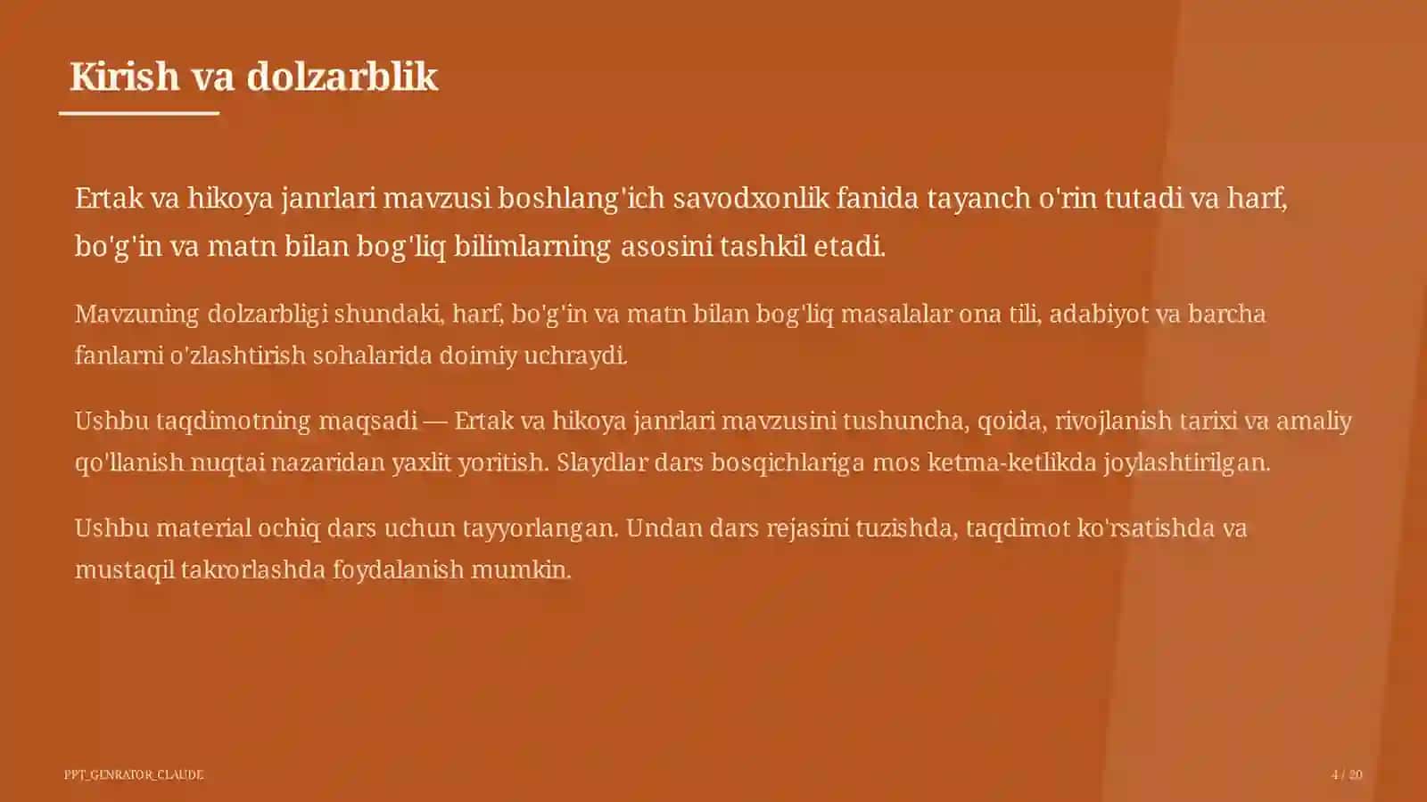 Ertak va hikoya janrlari (4-sinf) 4