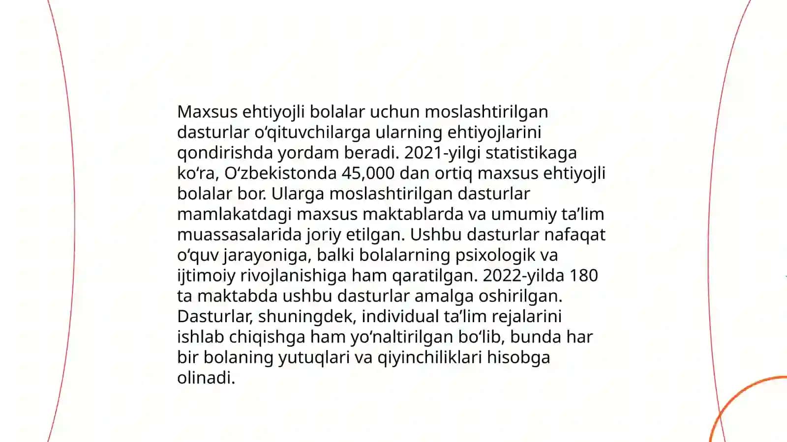 Ta’lim tashkilotlarida inklyuziv ta`lim sharoitida alohida ta’lim ehtiyojlari bo’lgan bolalarni ta’lim olishini qo’llab-quvvatlash texnologiyalari 4