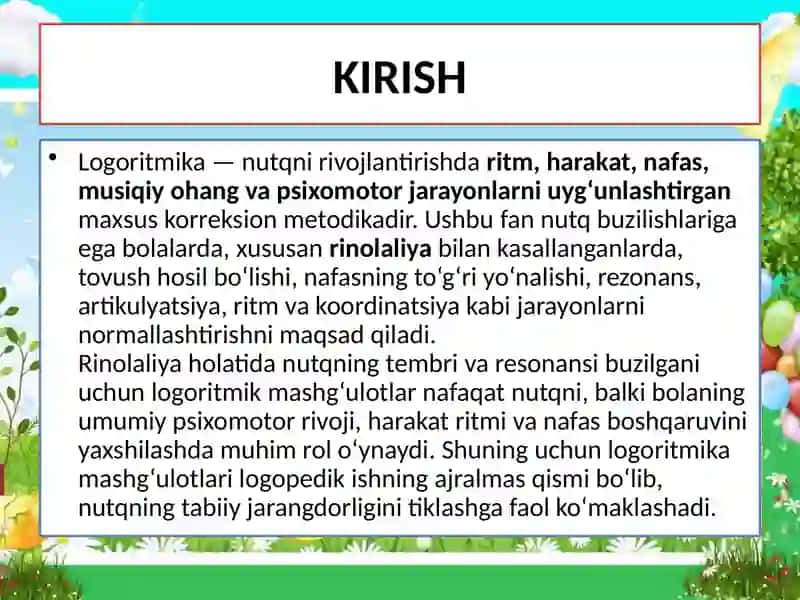 Rinolaliya bilan kasallanganlar uchun logoritmik mashg’ulotlar 4