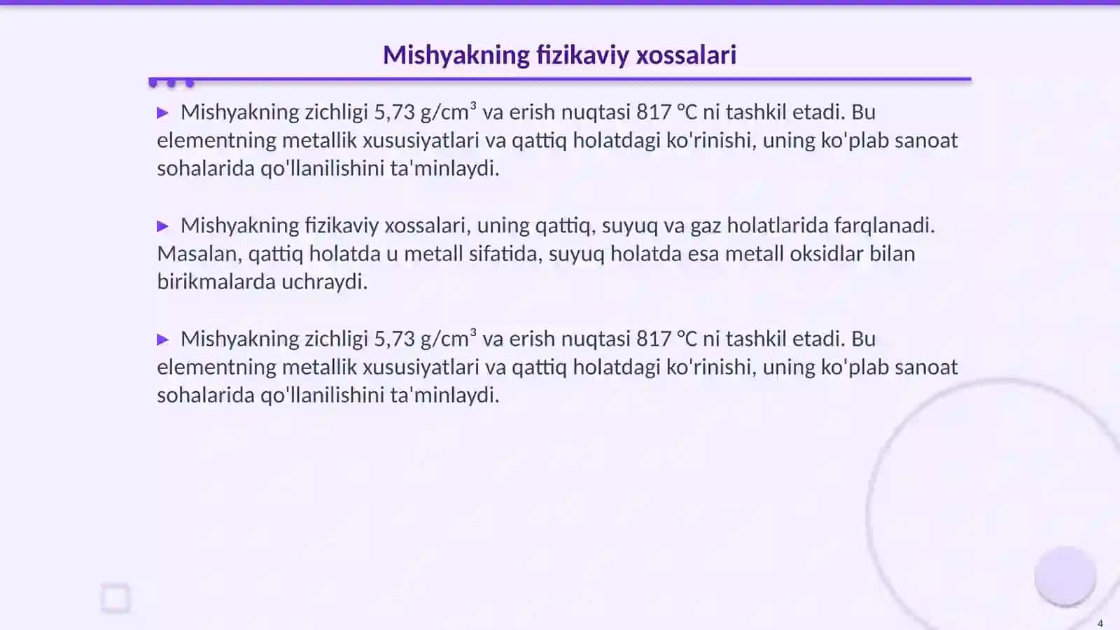 Mishyak va uning xossalari 4