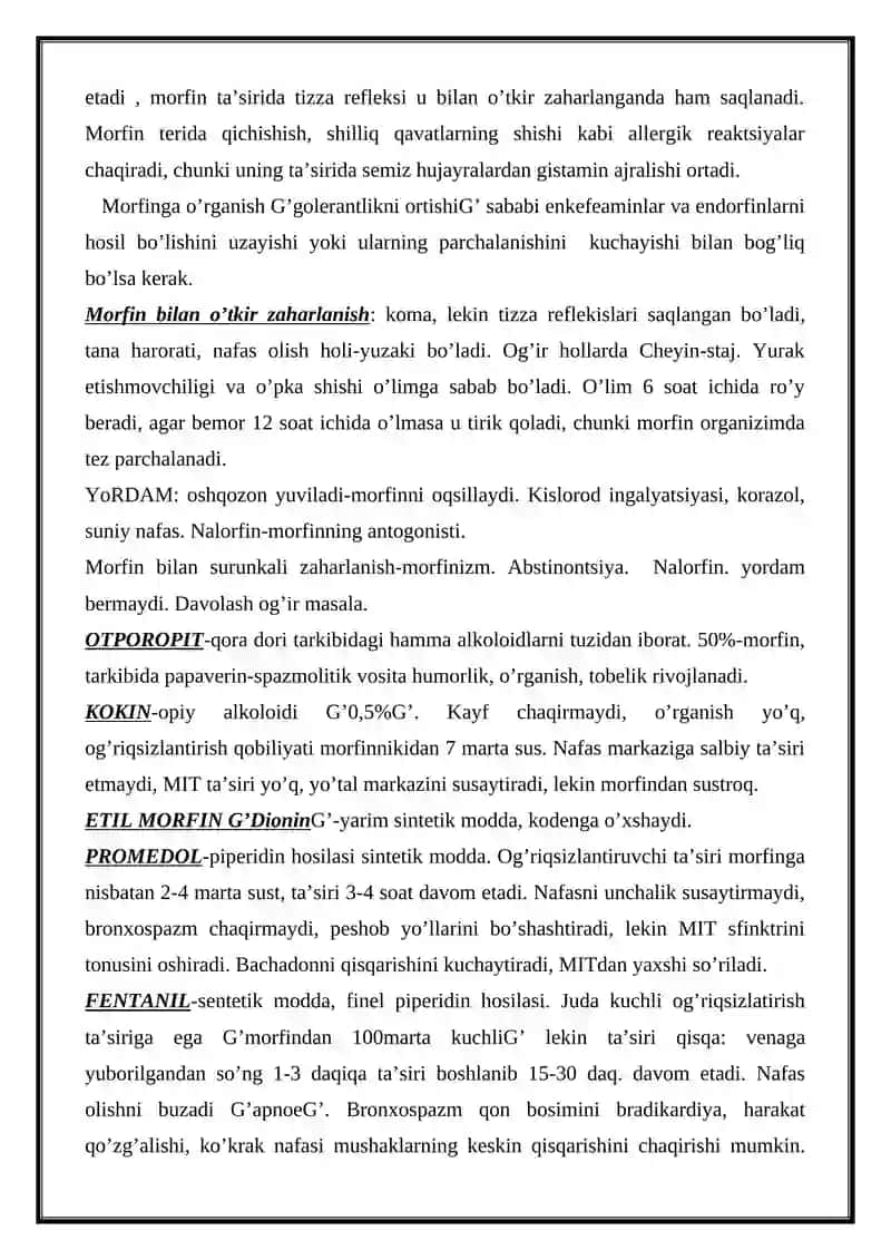 AFFERENT INERVATSIYAGA TA’SIR ETUVCHI VOSITALAR. 4
