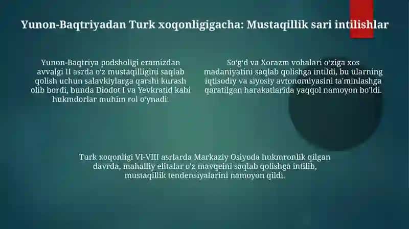 Özbekistonda mustaqillik goyalarining tarixiy asoslari (Qadimgi davrdan XVI asrgacha) 4