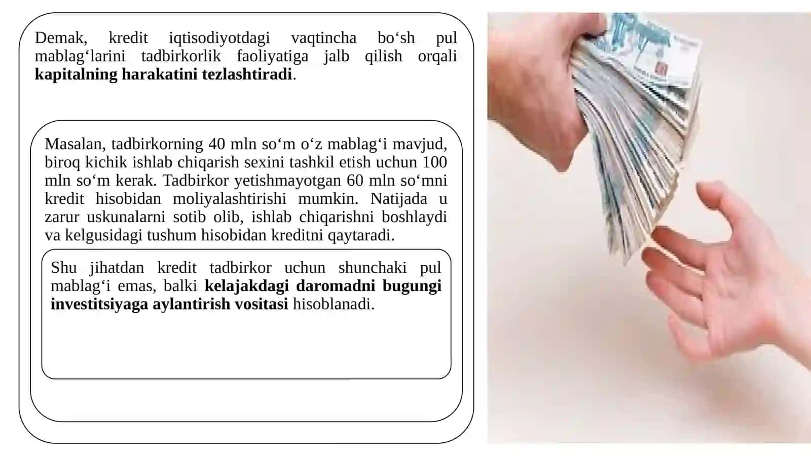 3-Mavzu. Biznes boshlash uchun kredit olishning afzalliklari, uning iste’mol kreditidan farqlari 4