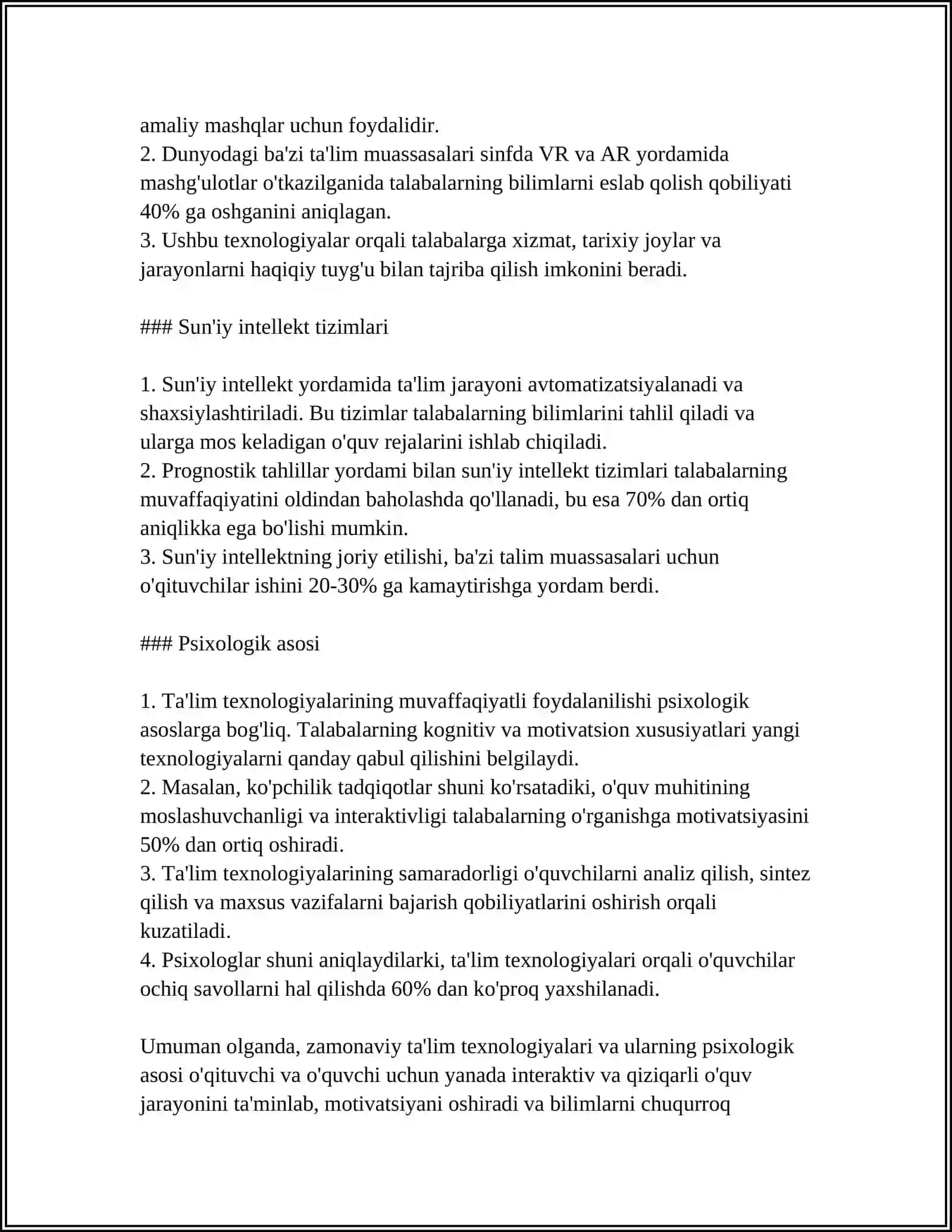 TA'LIM TEXNALOGIYALARINING PSIXOLOGIK XUSUSIYATLARI HAQIDA ILMIY BILIMLARNI SHAKILANTIRISH 4