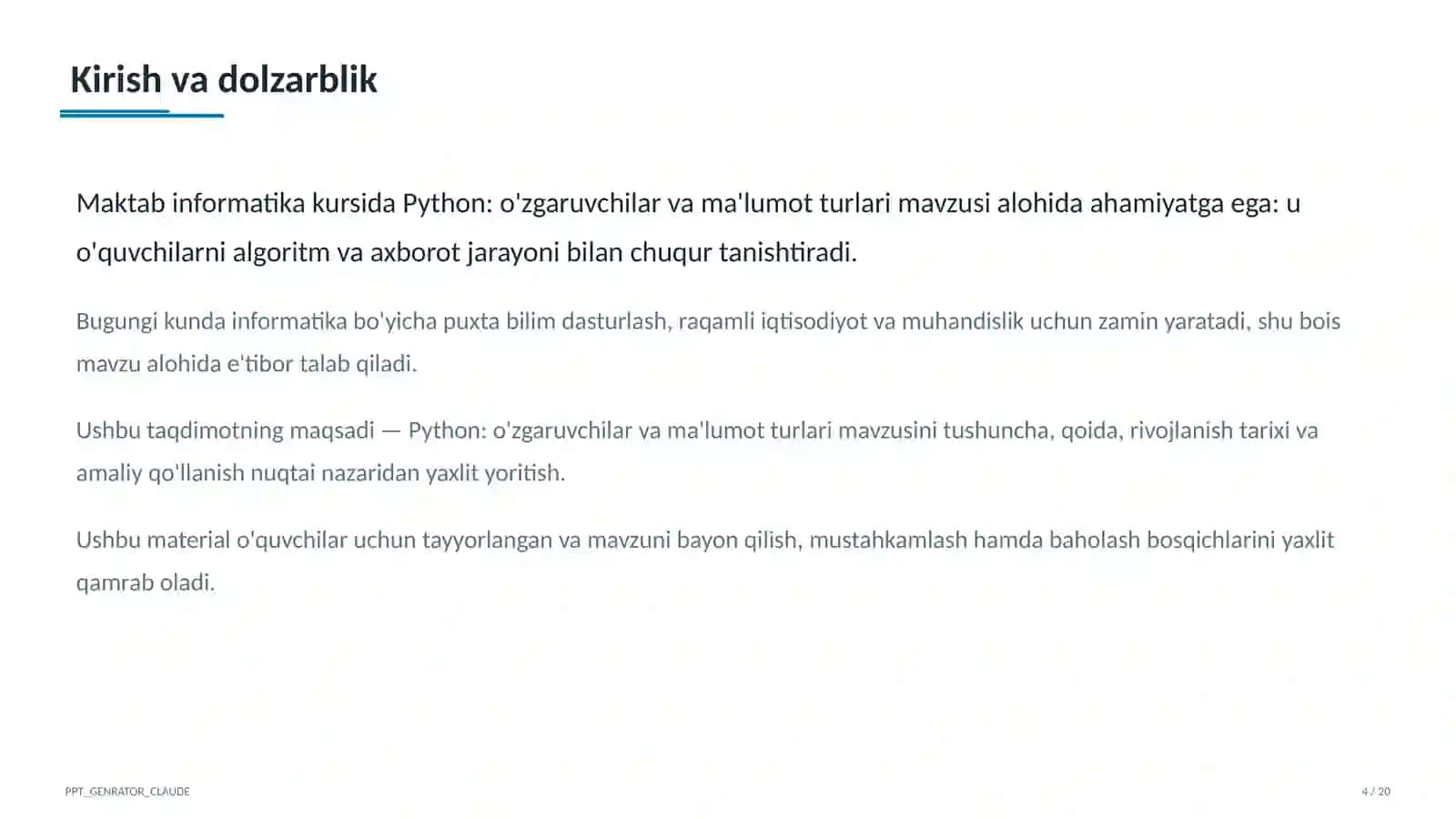 Informatika va axborot texnologiyalari (5–11) — o'quvchilar uchun 4