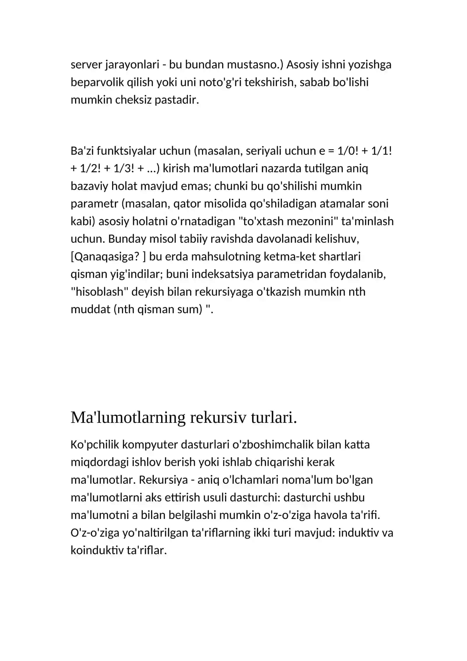 Rekursiv algoritmlar va ularning vazifalari. 4