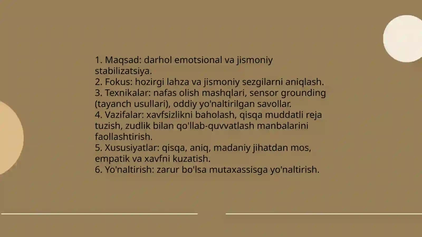 Psixologik madatni izlash "hozir va shu yerda" tamoyili 4