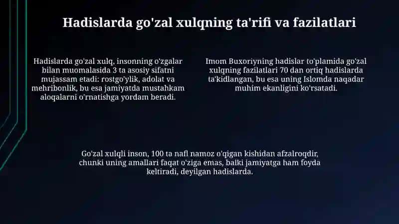 Hadisi sharifda muomala, chiroyli sòz xususida 4