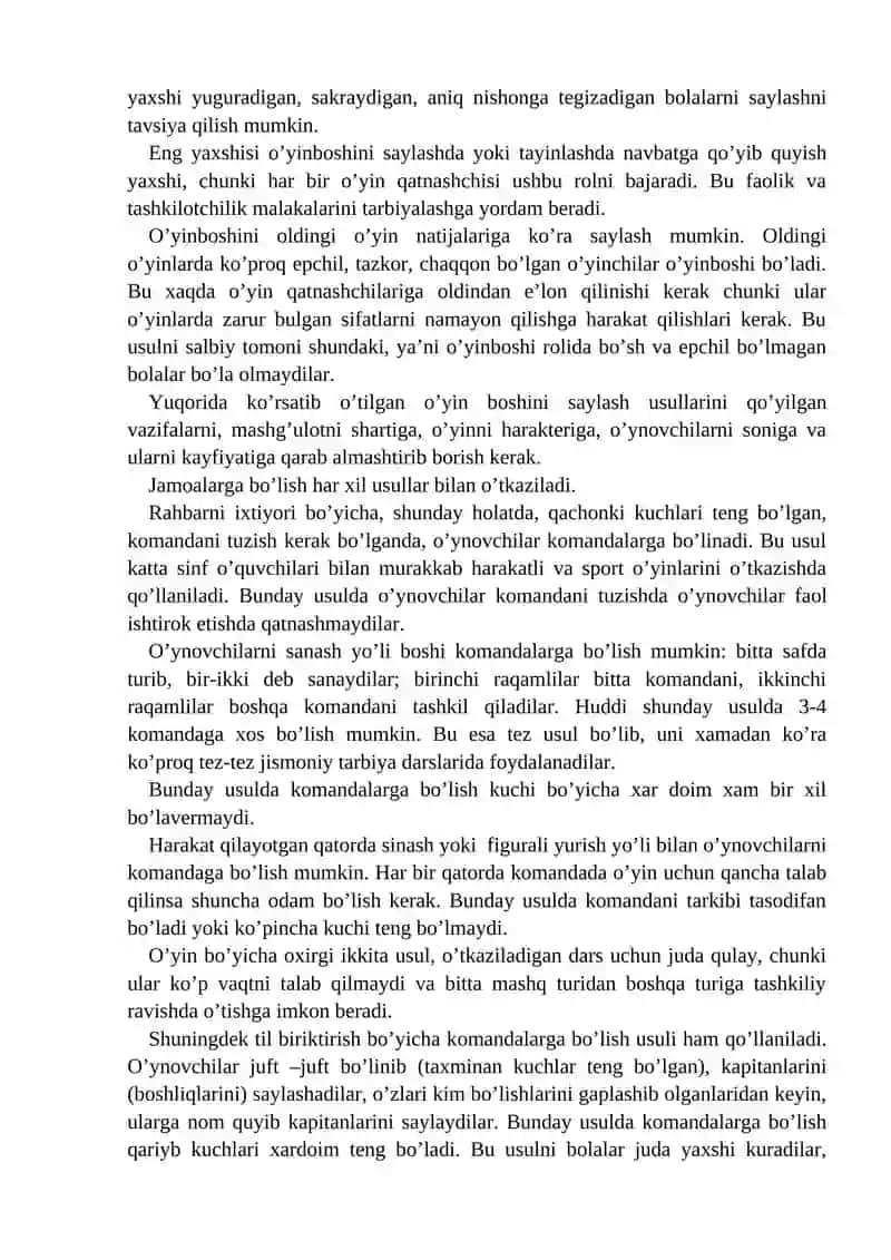 Harakatli o'yinlarni tashkil qilish va o'tkazish 4