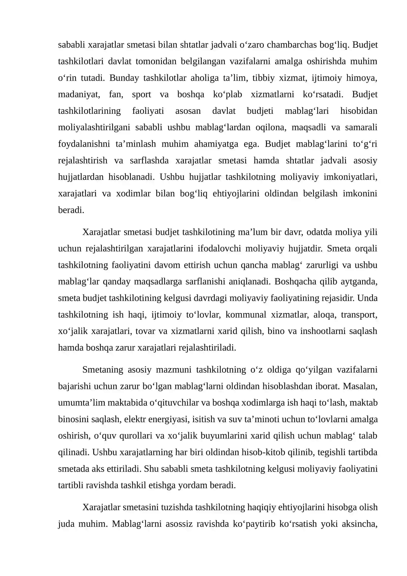 Budjet tashkilotlari smetalari va shtatlar jadvalini tuzish 4