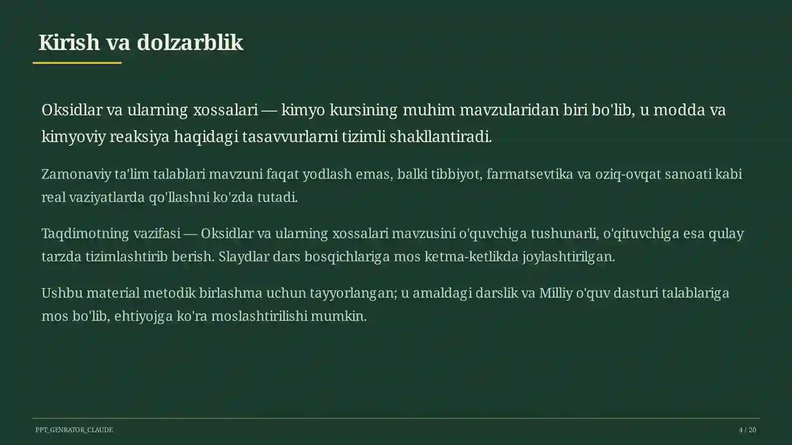 Oksidlar va ularning xossalari (8-sinf) 4
