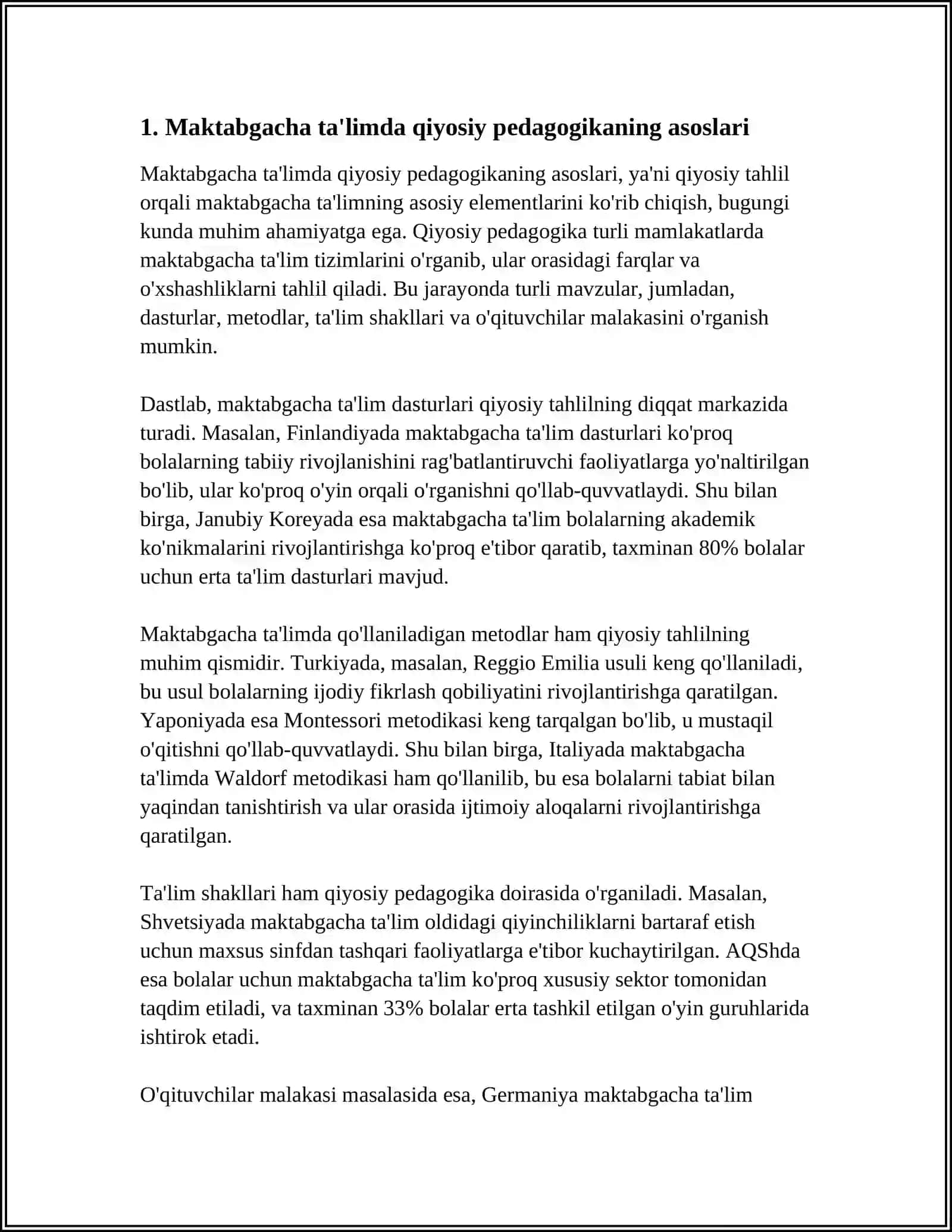 MAKTABGACHA TA'LIM QIYOSIY PEDAGOGIKASINING TARAQQIYOT BOSQICHLARI 4