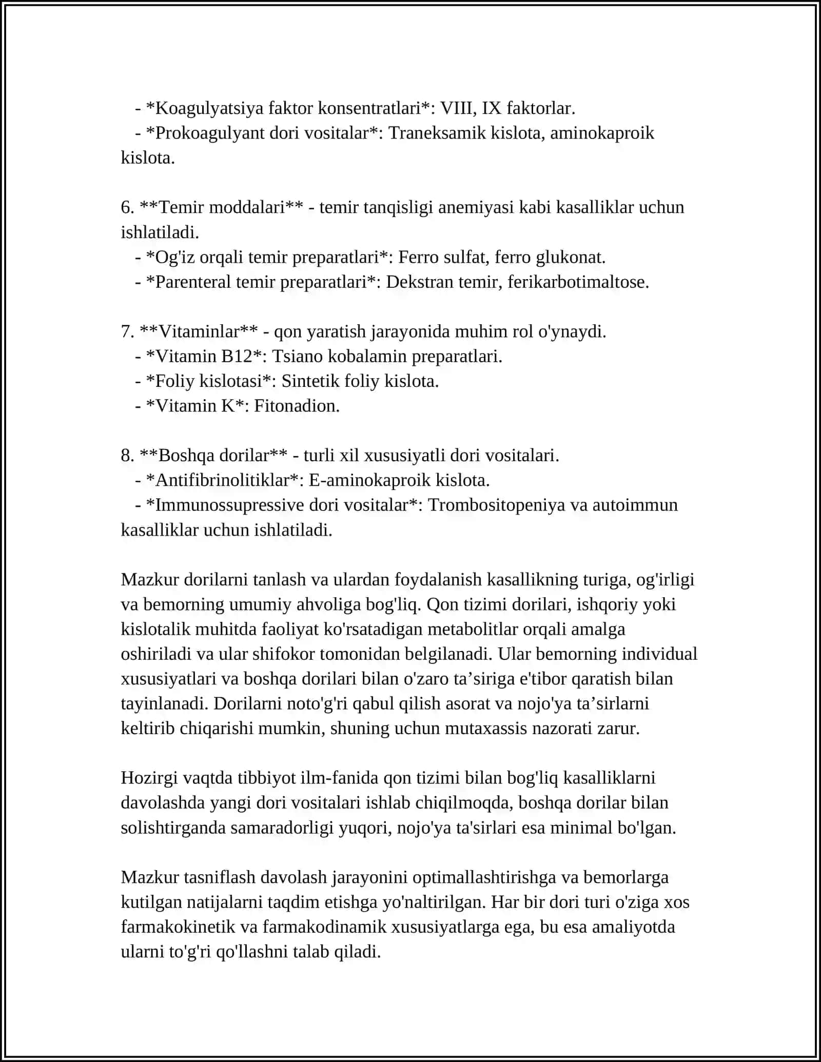 QON TIZIMI TA'SIR ETUVCHI DORILAR FARMAKOLOGIYASI 4