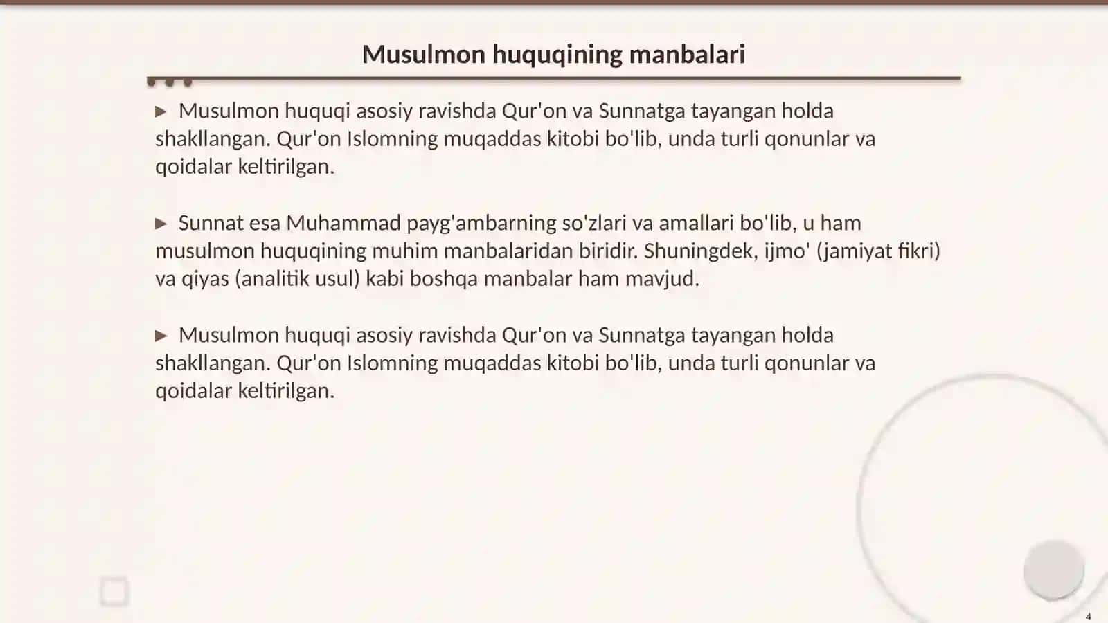 Arab xalifaligi va musulmon huquqi 4