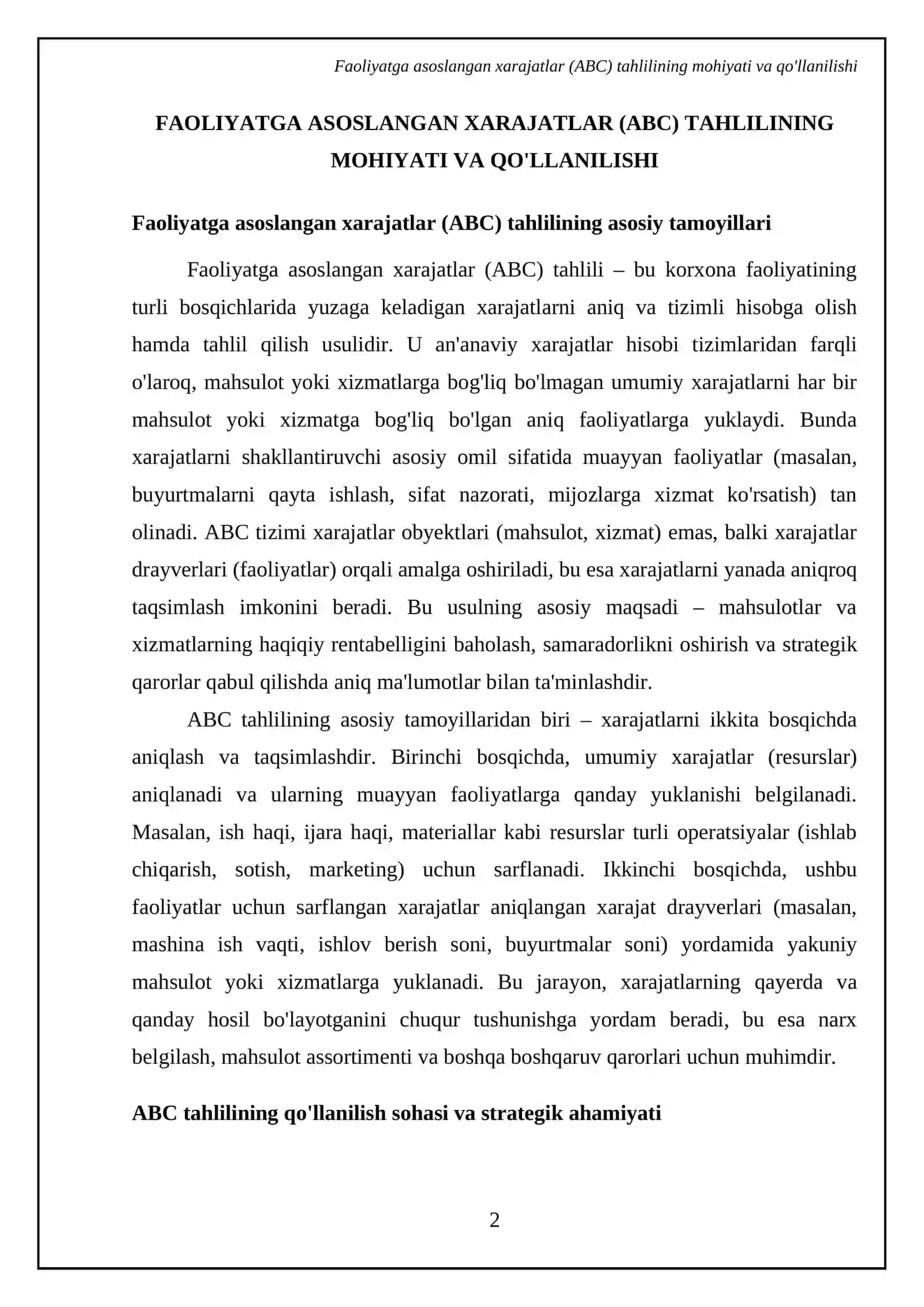 Xarajatlarni hisobga olish tizimlarini tahlil qilish: ABC usulining afzalliklari va kamchiliklari 4
