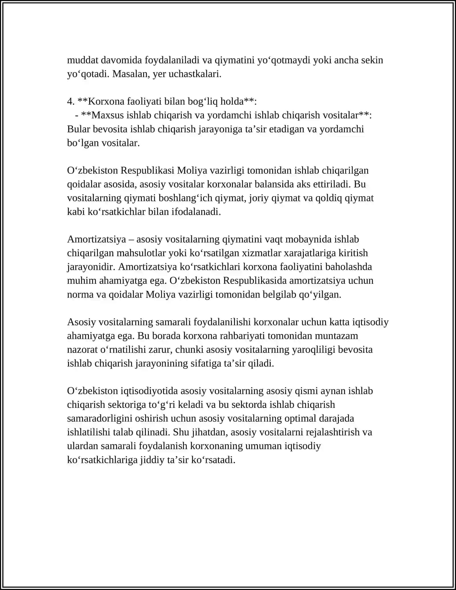BANKLARDA ASOSIY VOSITALARNI HISOBGA OLISH 4