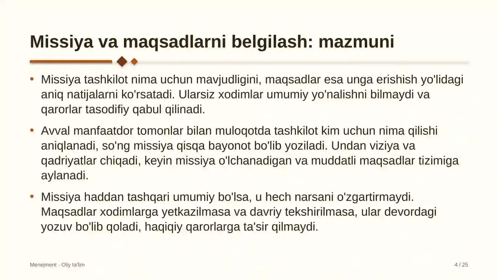 Avtomobilsozlik sanoatida tashkilotning missiyasi va maqsadlarini belgilash 4
