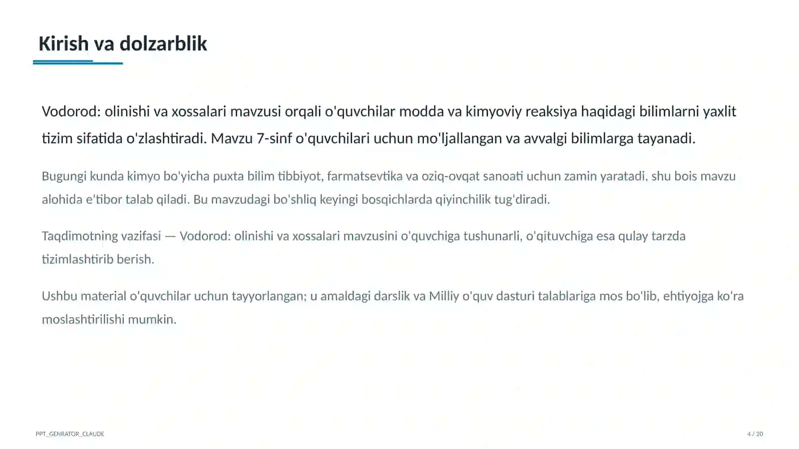 Vodorod: olinishi va xossalari (7-sinf) 4