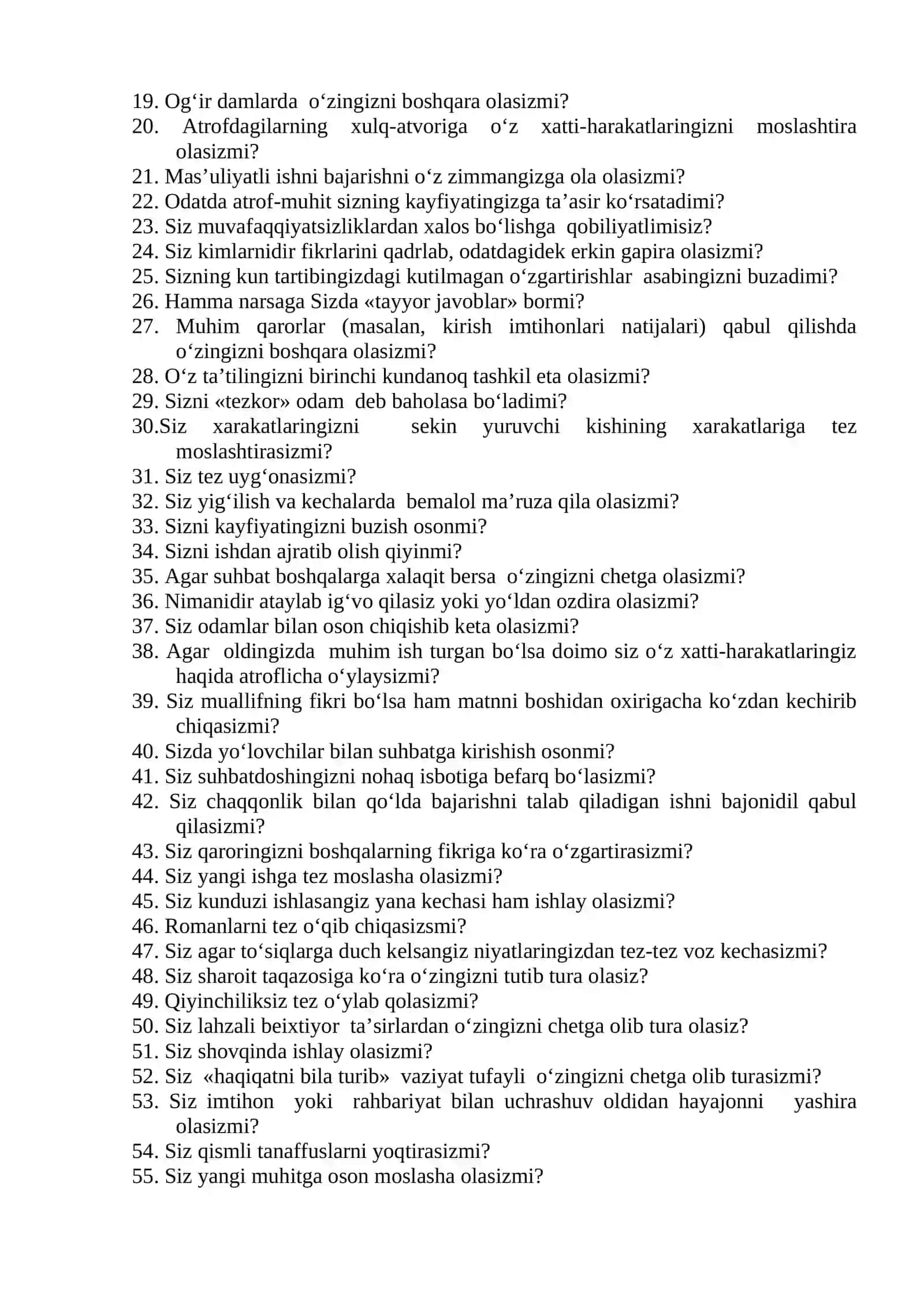 Shaxsning temperament xususiyatlarini tadqiq qilish 4