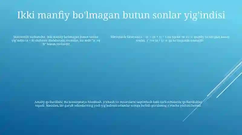 Nomanfiy Butun Sonlar Yig'Indisi Va Ko'Paytmasining Bo'Linishi 4