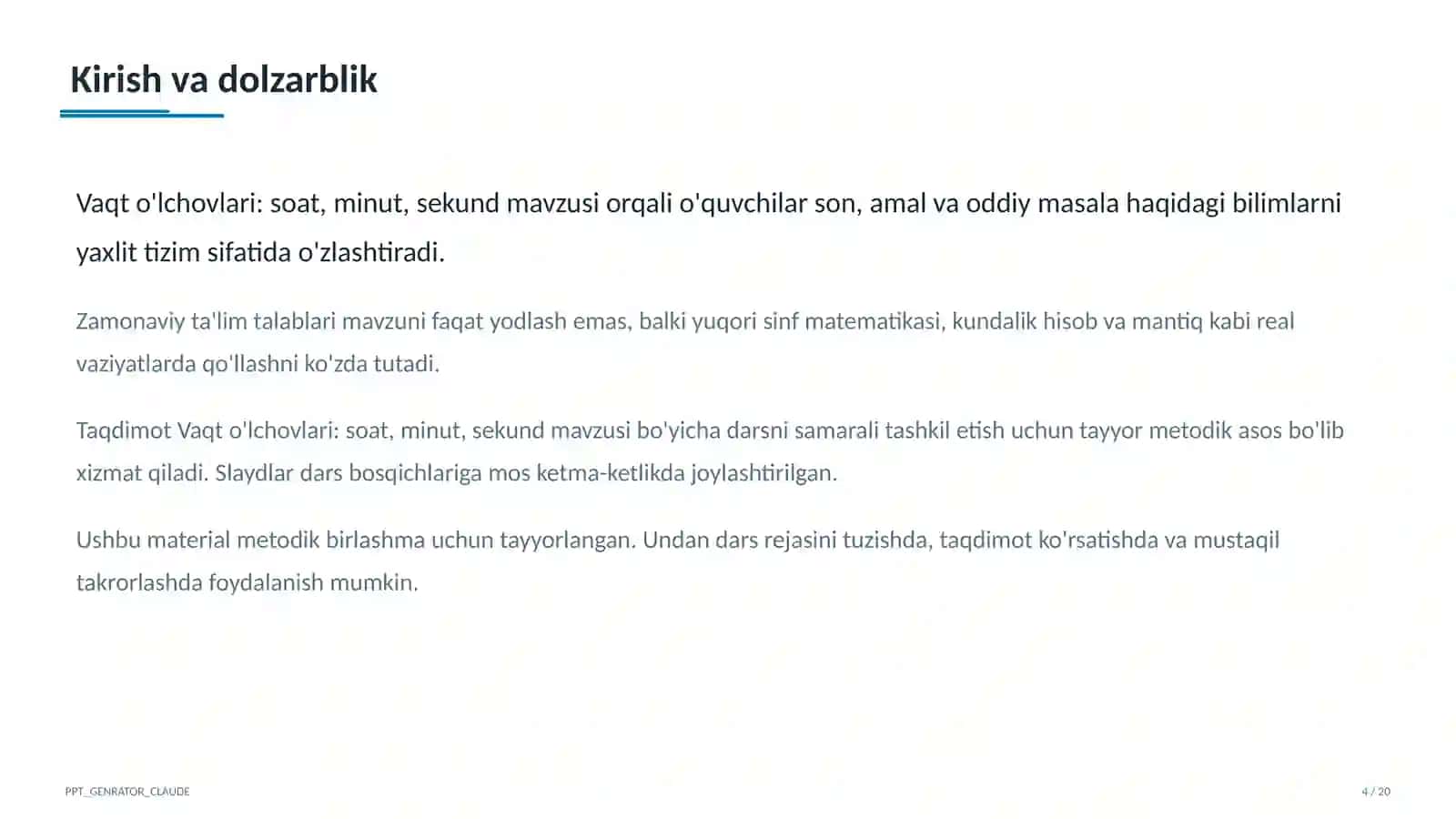 Matematika (1-4) — metodik birlashma uchun 4