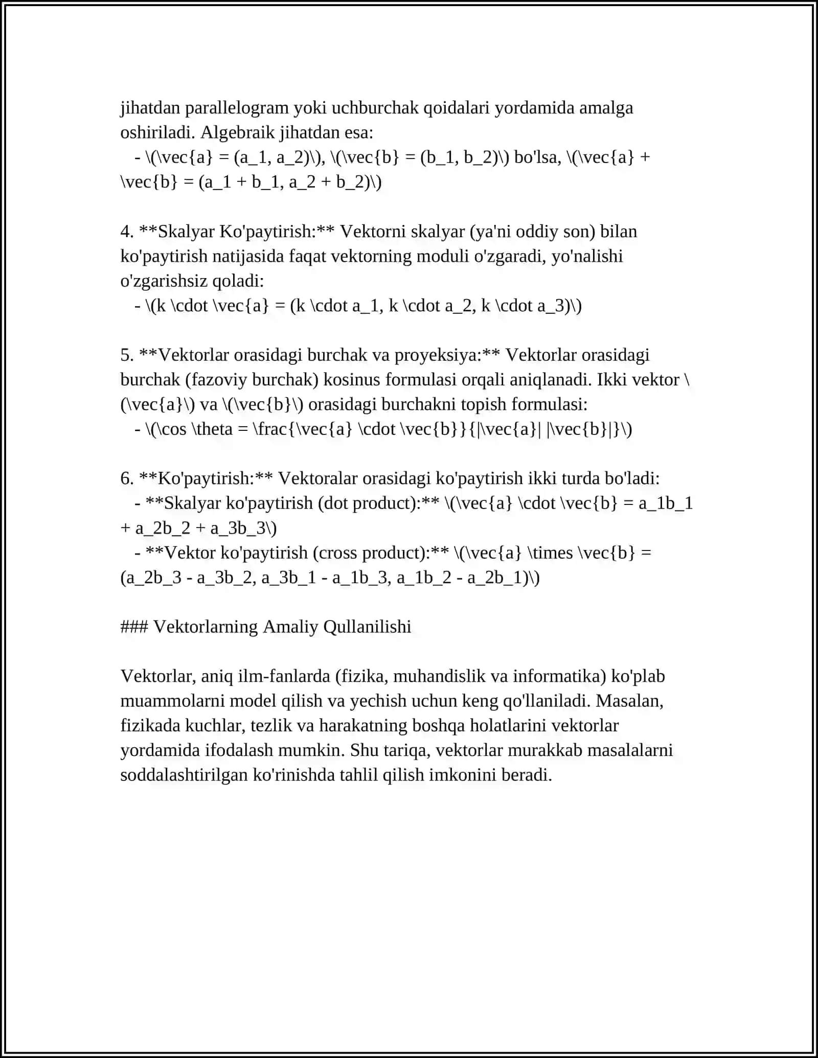 VEKTORLAR VA ULAR USTIDA AMALLAR 4