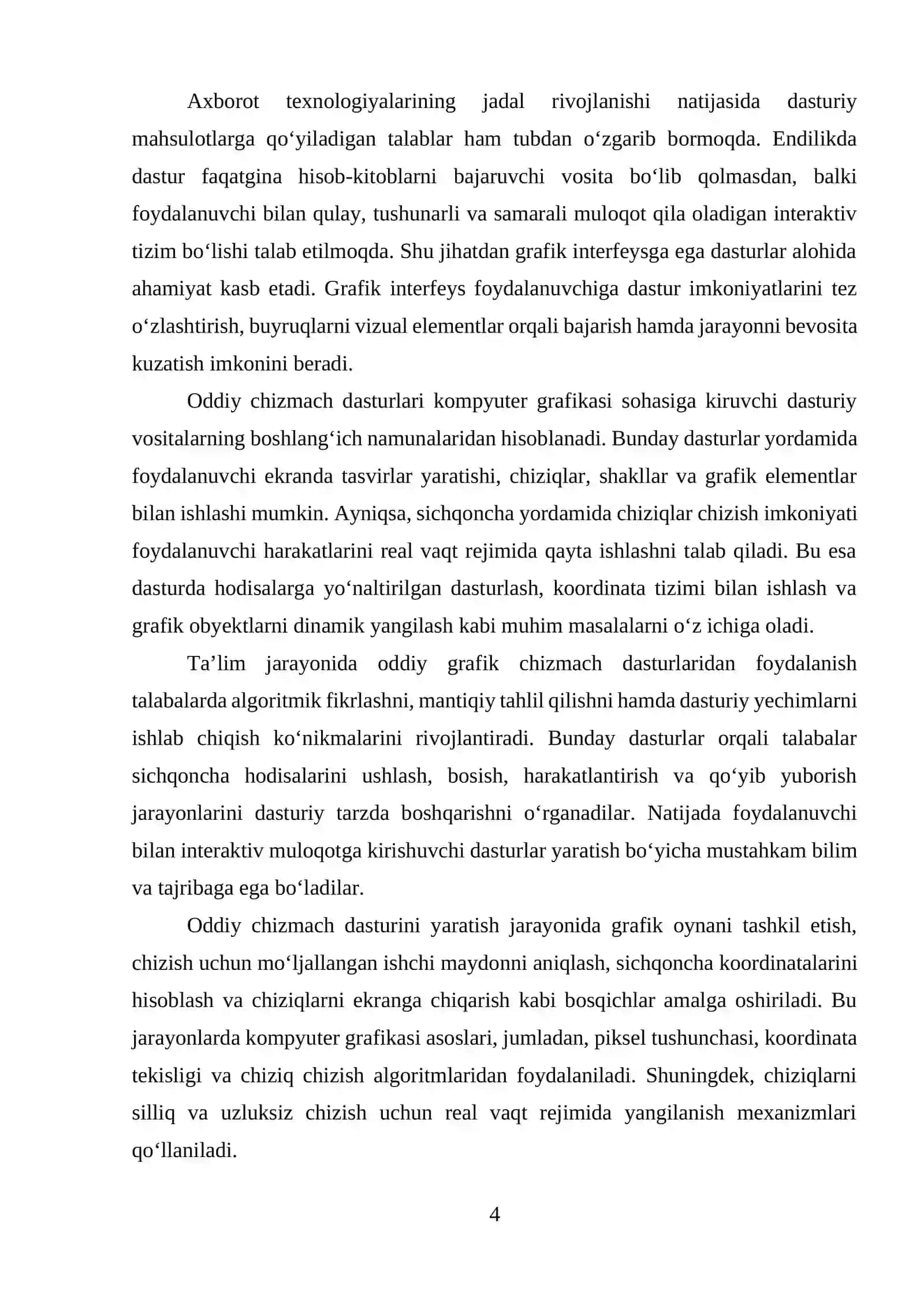 Oddiy chizmach dasturining nazariy asoslari va yaratish texnologiyasi 4