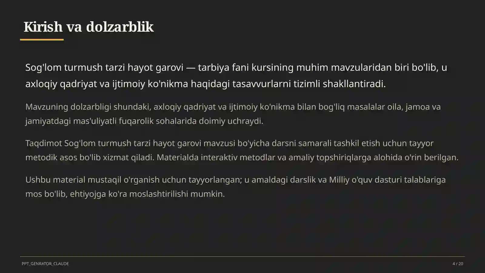 Sog'lom turmush tarzi hayot garovi (7-sinf) 4