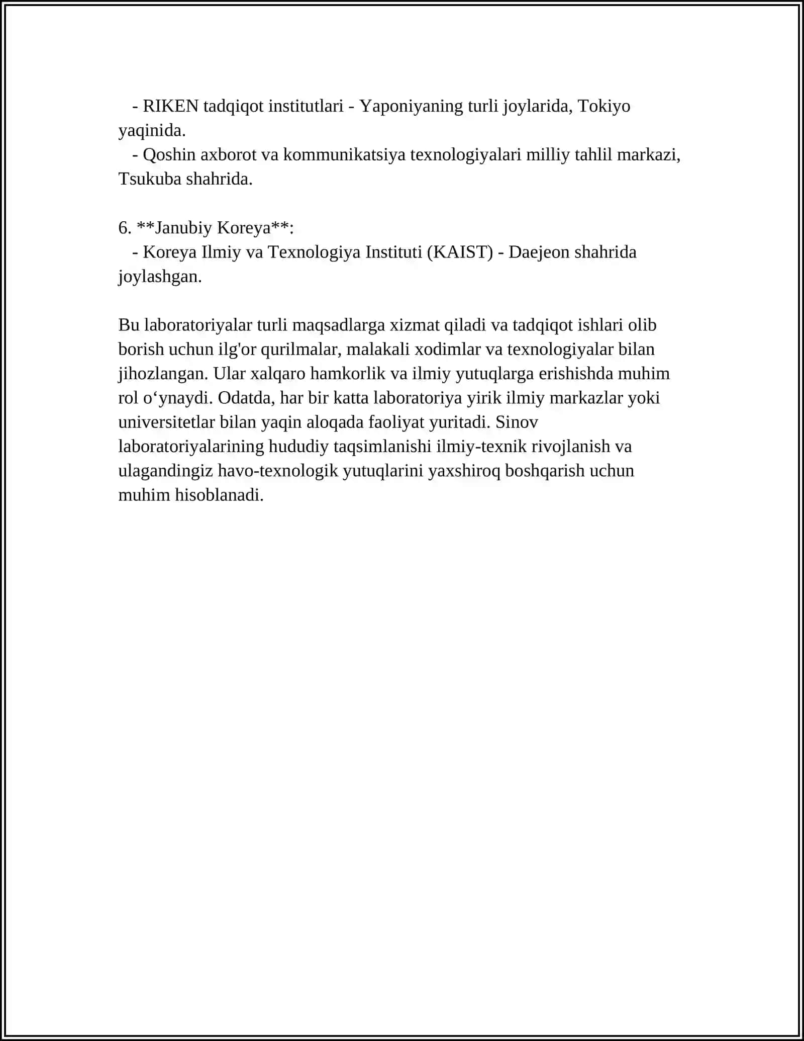 Sinov laboratoriyasi Rejasi 4