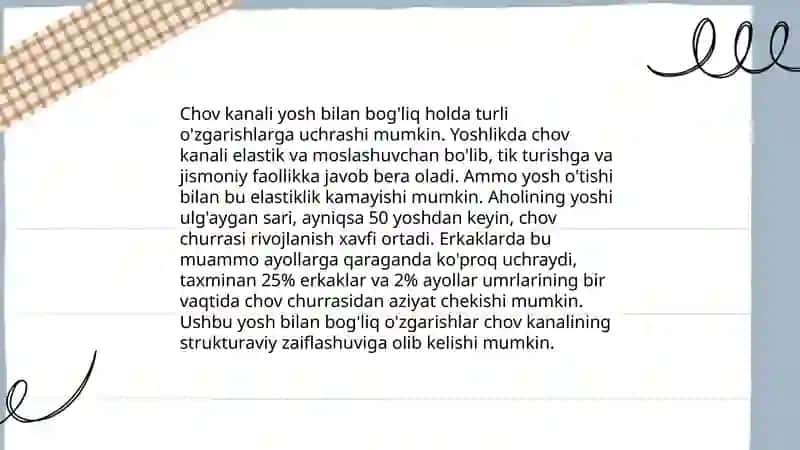 Chov kanalining yosh va jinsga nisbatan xususiyatlari, ichki va tashqi faktorlarini hosil bo'lishiga ta'siri 4