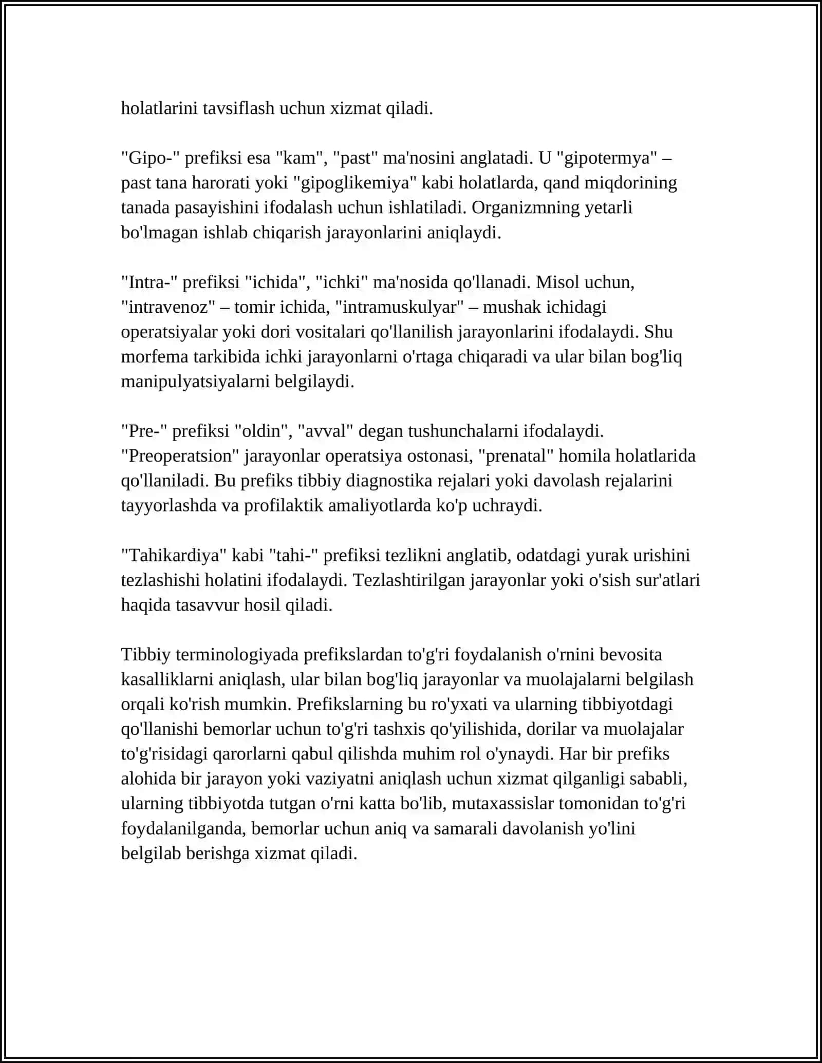 TIBBIY TERMINLARDA PREFIKS VA SUFFIKSLARNING MÁNOSI 4