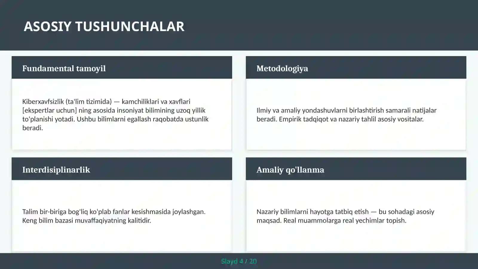 KIBERXAVFSIZLIK (TA'LIM TIZIMIDA) — KAMCHILIKLARI VA XAVFLARI [EKSPERTLAR UCHUN] 4