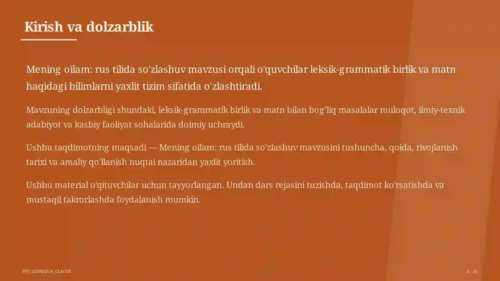Mening oilam: rus tilida so'zlashuv (3-sinf) 4