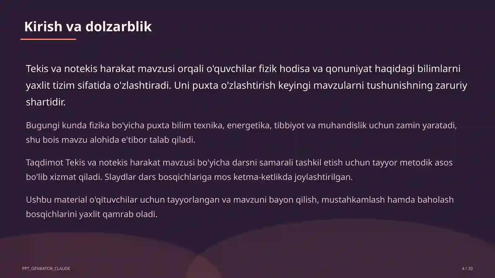 Tekis va notekis harakat (7-sinf) 4
