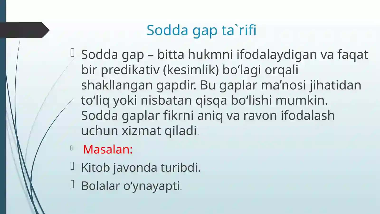 Sodda gap ta’rifi va tasnifi 4