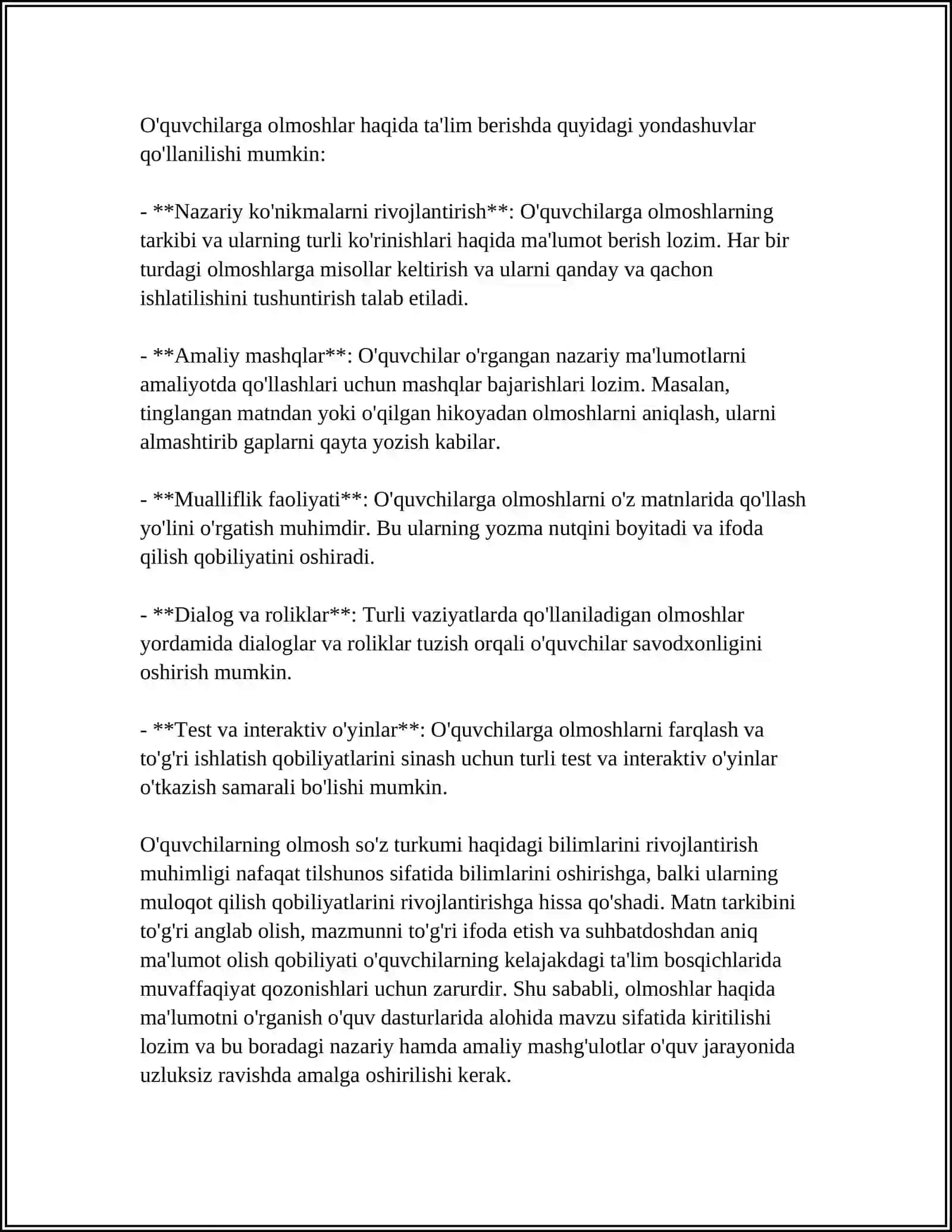 OLMOSH SO'Z TURKUMINI O‘RGANISHDA TA'LIMIY O‘YINLARDAN FOYDALANISH 4