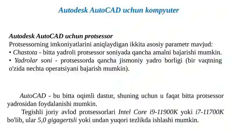 Autodesk AutoCAD tizim talablari 4