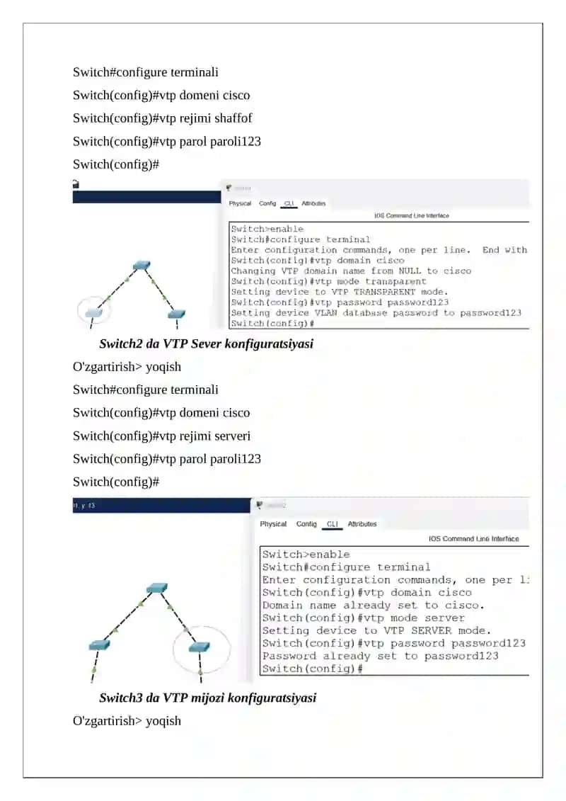 VTP PROTOKOLI SOZLASH 4